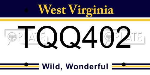 TQQ402 West Virginia License Plate