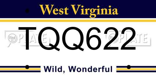 TQQ622 West Virginia License Plate