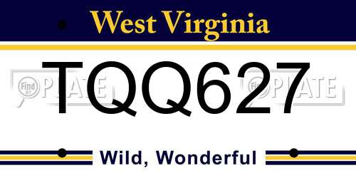 TQQ627 West Virginia License Plate