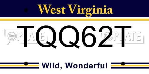 TQQ62T West Virginia License Plate