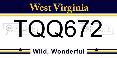 TQQ672 West Virginia License Plate