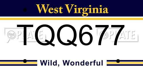 TQQ677 West Virginia License Plate