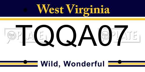 TQQA07 West Virginia License Plate