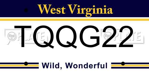 TQQG22 West Virginia License Plate