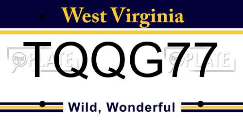 TQQG77 West Virginia License Plate