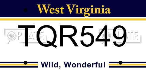 TQR549 West Virginia License Plate