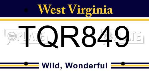 TQR849 West Virginia License Plate
