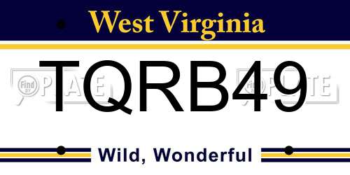 TQRB49 West Virginia License Plate