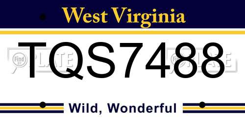 TQS7488 West Virginia License Plate