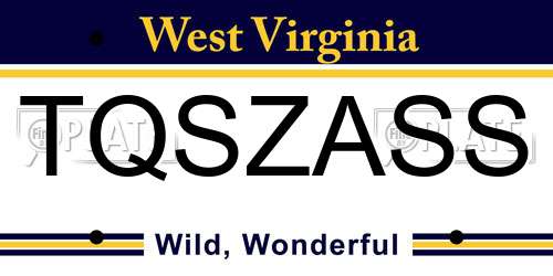 TQSZASS West Virginia License Plate