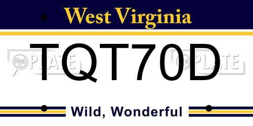 TQT70D West Virginia License Plate