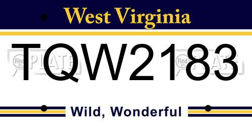 TQW2183 West Virginia License Plate
