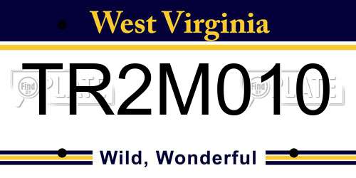TR2M010 West Virginia License Plate