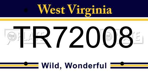 TR72008 West Virginia License Plate
