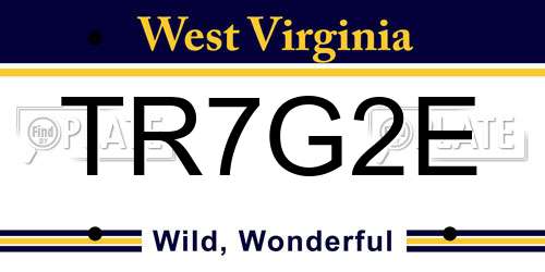 TR7G2E West Virginia License Plate