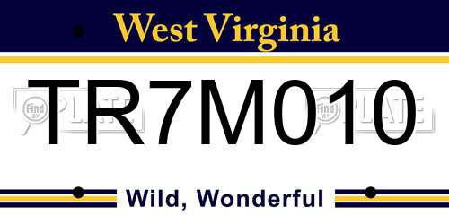 TR7M010 West Virginia License Plate
