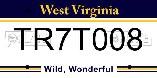 TR7T008 West Virginia License Plate