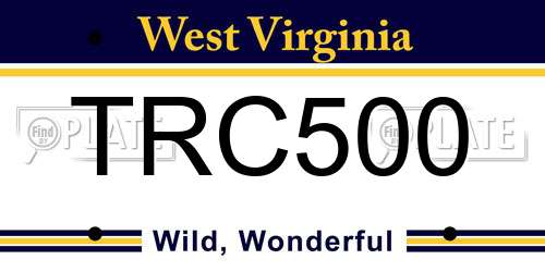 TRC500 West Virginia License Plate