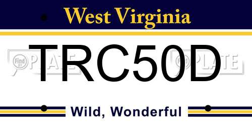 TRC50D West Virginia License Plate