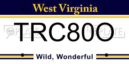 TRC80O West Virginia License Plate