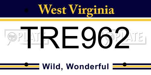 TRE962 West Virginia License Plate