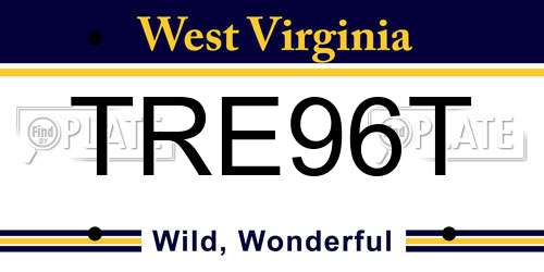 TRE96T West Virginia License Plate