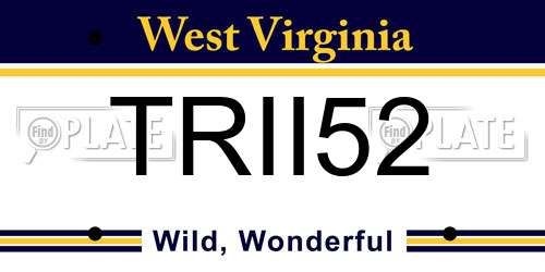 TRII52 West Virginia License Plate