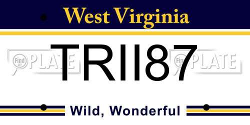 TRII87 West Virginia License Plate