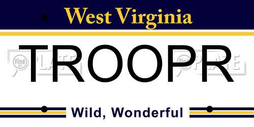 TROOPR West Virginia License Plate