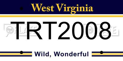 TRT2008 West Virginia License Plate