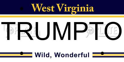 TRUMPTO West Virginia License Plate
