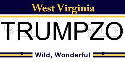 TRUMPZO West Virginia License Plate