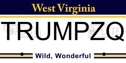 TRUMPZQ West Virginia License Plate