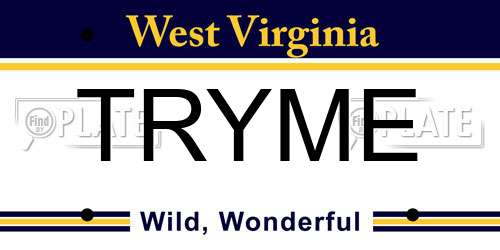 TRYME West Virginia License Plate