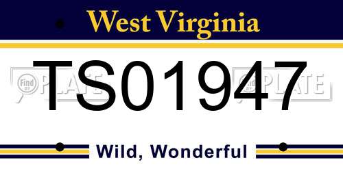 TS01947 West Virginia License Plate