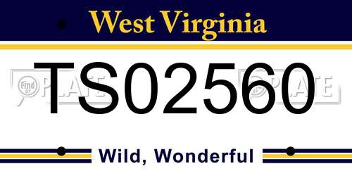 TS02560 West Virginia License Plate