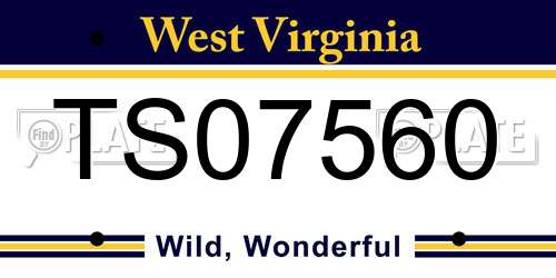 TS07560 West Virginia License Plate