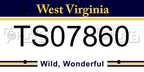 TS07860 West Virginia License Plate