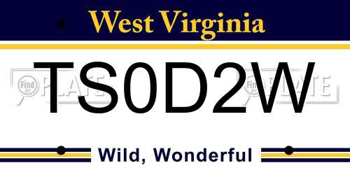 TS0D2W West Virginia License Plate