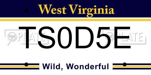 TS0D5E West Virginia License Plate