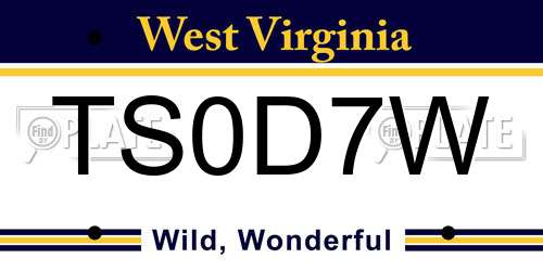 TS0D7W West Virginia License Plate
