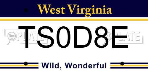 TS0D8E West Virginia License Plate