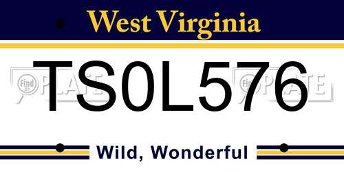 TS0L576 West Virginia License Plate