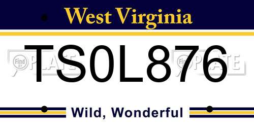 TS0L876 West Virginia License Plate