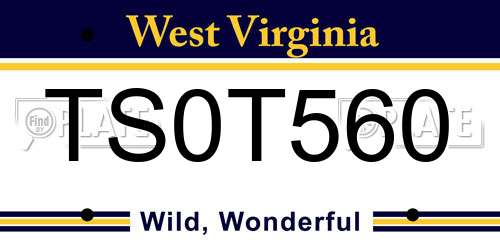 TS0T560 West Virginia License Plate