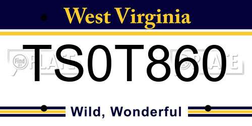 TS0T860 West Virginia License Plate