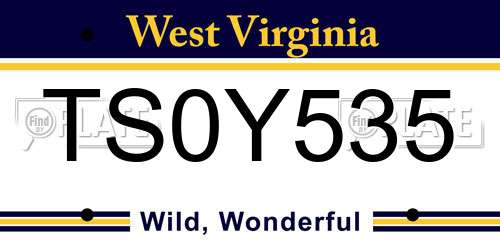 TS0Y535 West Virginia License Plate