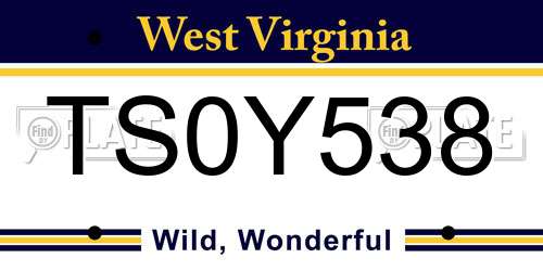 TS0Y538 West Virginia License Plate