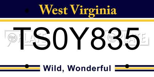 TS0Y835 West Virginia License Plate
