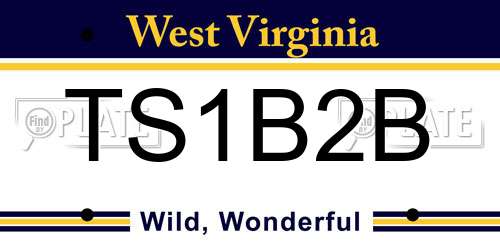 TS1B2B West Virginia License Plate